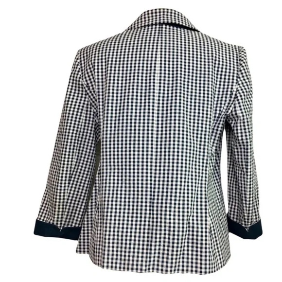 The Limited | Navy Gingham Check Seersucker Blazer Jacket, Large - Picture 2 of 7